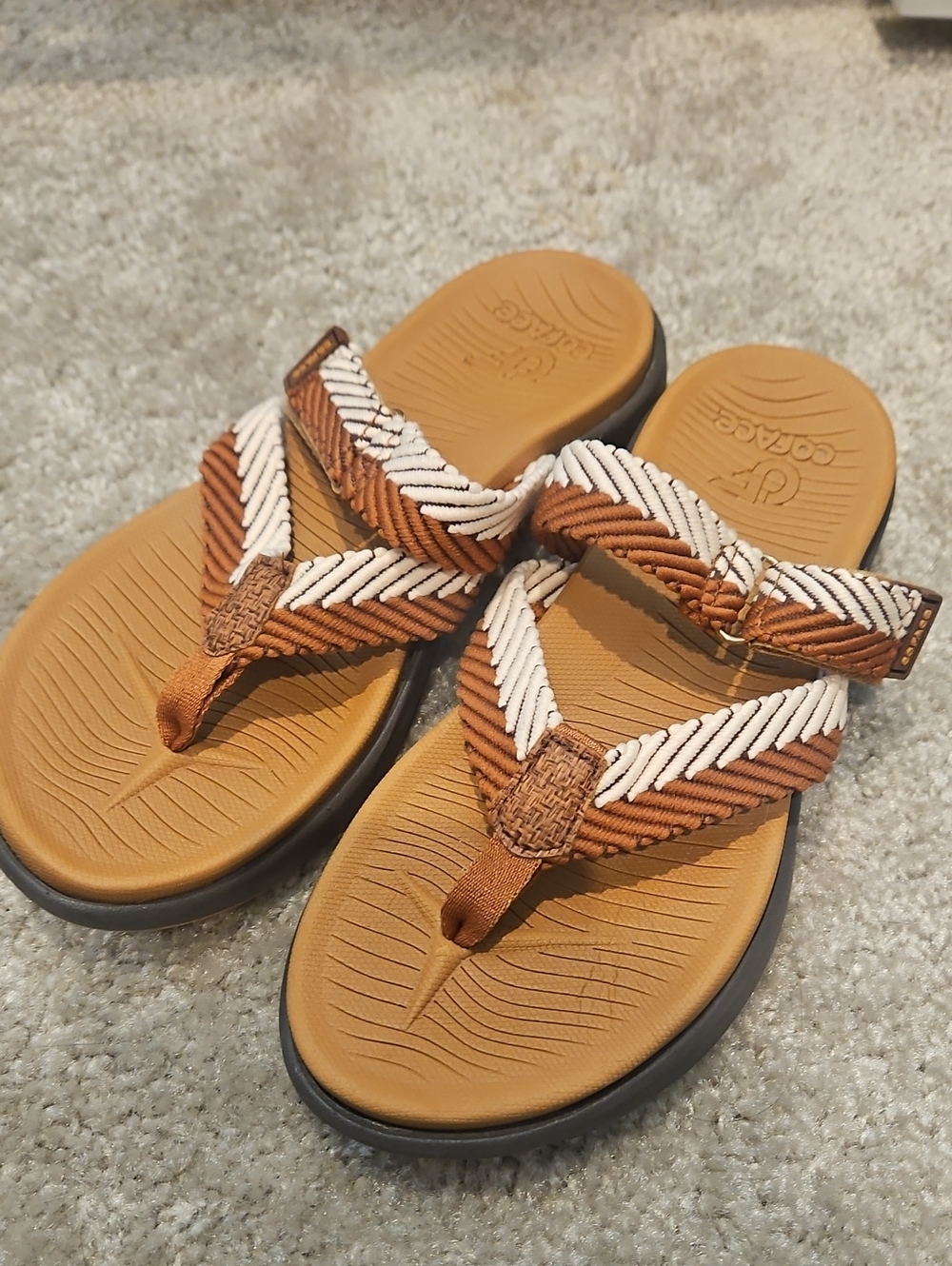 Braided Tan & Cream Women’s Thong Sandals